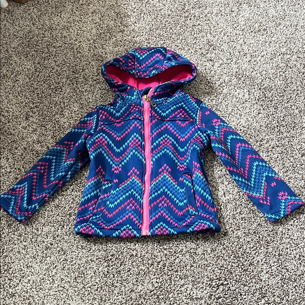 Toddler Girls Colorful Zigzag Hooded Jacket Size 3T
